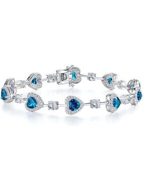 Gemlanto Women Topaz Silver Gemstone Heart Bracelet luxury Fashion Fine Jewelry